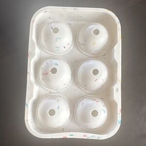 Donut Ice Cube Mold 6-Cavity Jello Tray w/ Insert Lid Sprinkles 5in
